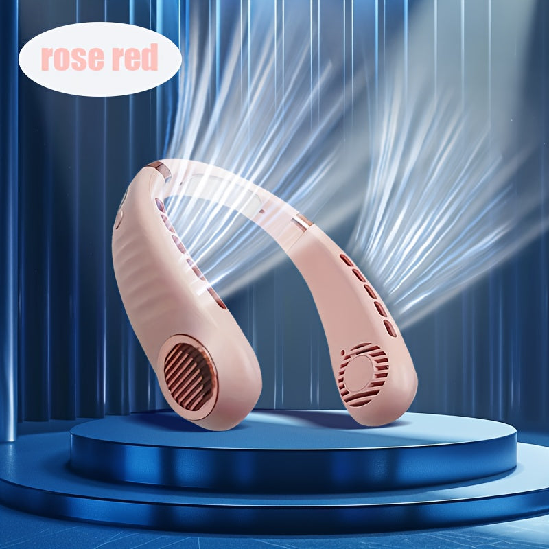 Bladeless Neck Fan USB Rechargeable 5-Speed Portable Cooling Device for Travel Sports Work