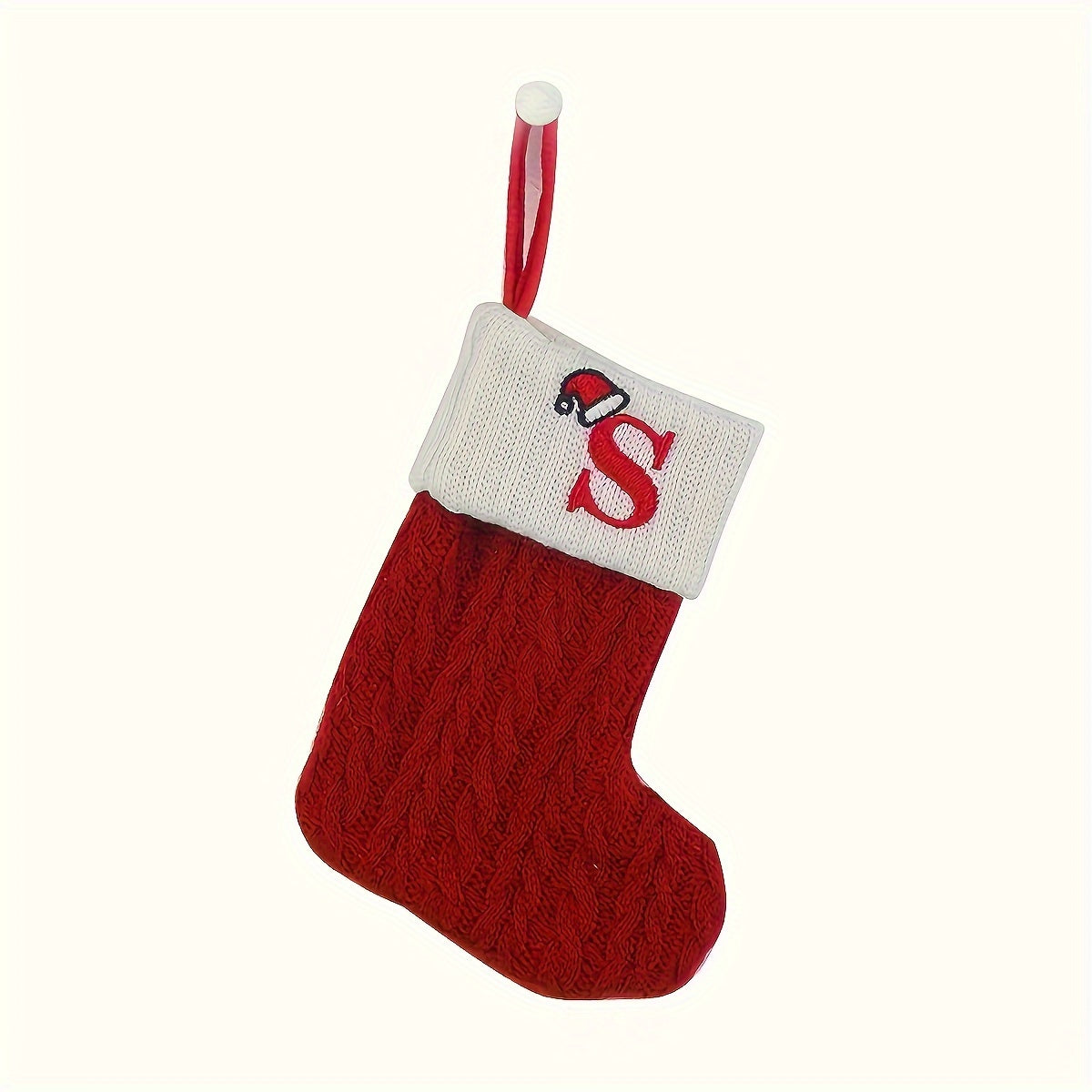 Knitted Polyester Stockings with Personalized Initials for Festive Parties