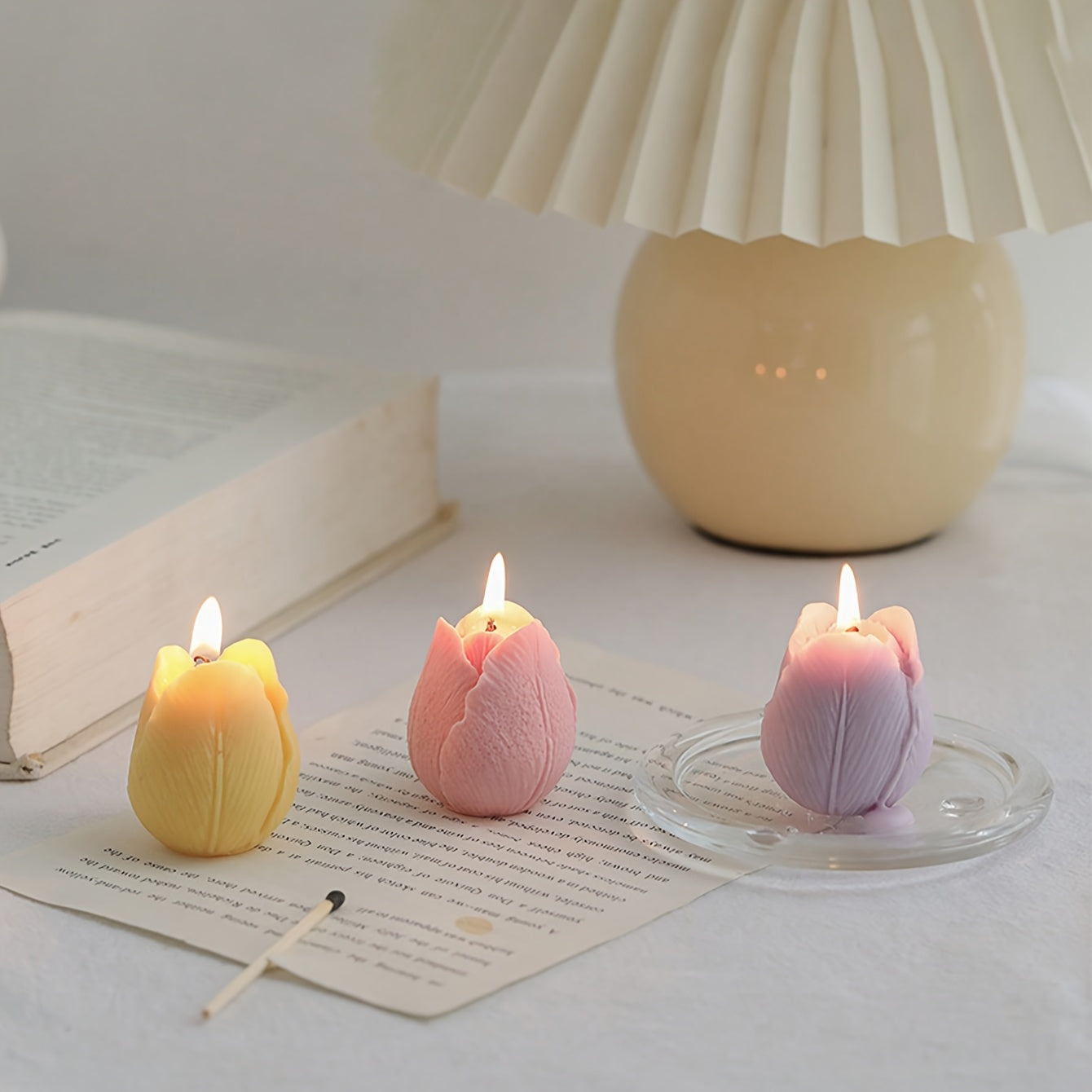 Pink Silicone Tulip Mold for Candle Making and Crafts