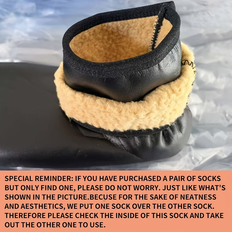 Men and Women Velvet-Lined Anti-Slip Indoor Outdoor Socks Set of Two