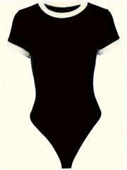 Body de mujer con control de abdomen, ribete en contraste, tela de punto sólida