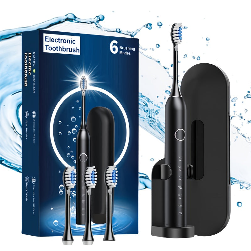 Portable Sonic Electric Toothbrush with 6 Modes, USB Rechargeable, Travel Use