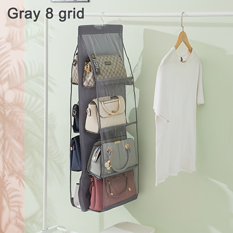 Fabric Wall Organizer with Secure Pockets for Closet Storage in Black and Dark Grey