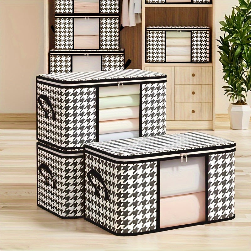 Set of 6 Clothes Storage Bags with Zipper Closure and Handles for Bedding and Closet Organization