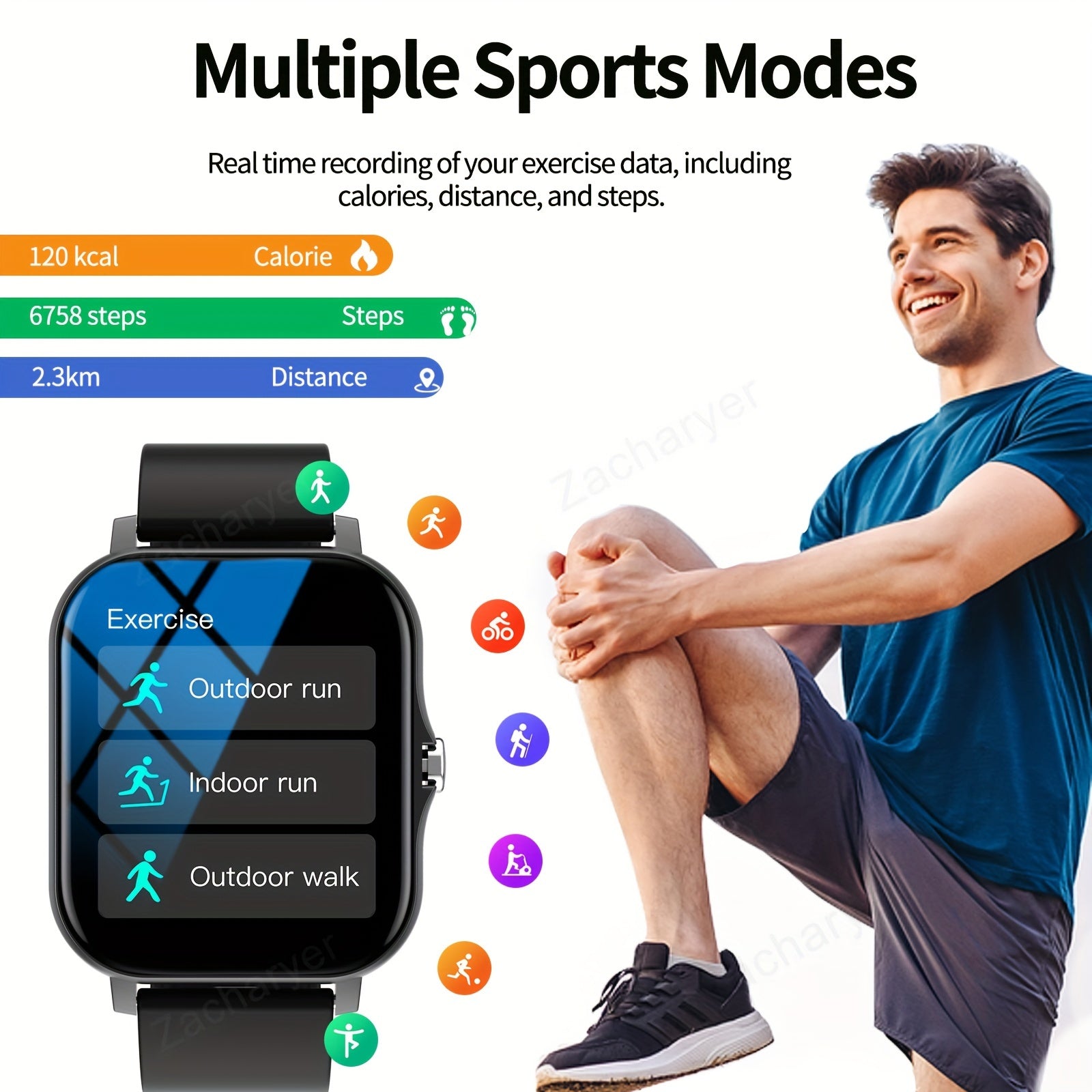 Unisex Smartwatch with Sports Modes Compatible with Android and iPhone Black