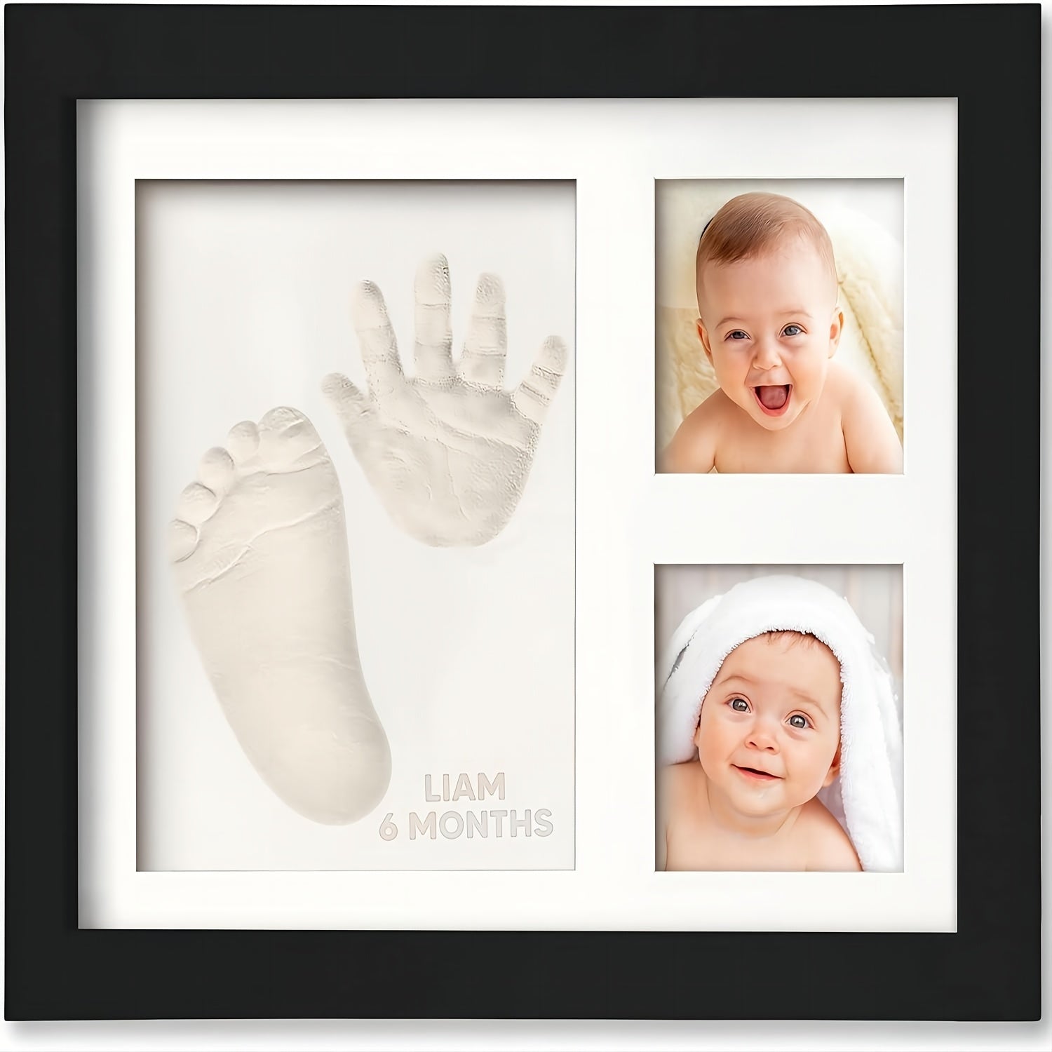 Wooden Keepsake Frame for Baby Hand and Footprint Gift for Boys and Girls