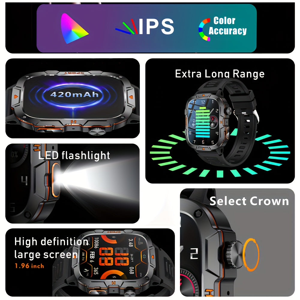 Men's Smartwatch with 4.98cm HD Display, 420mAh Battery, Wireless Calling and Notifications