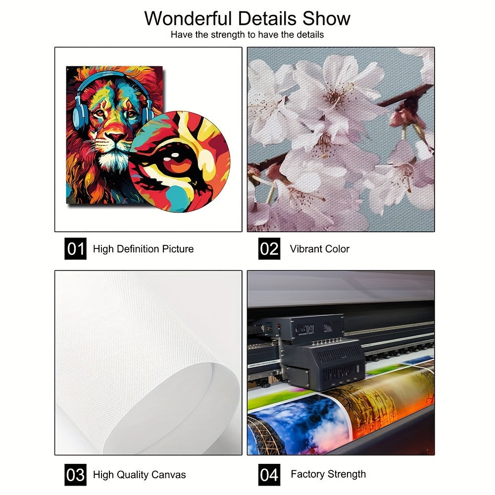 Zamonaviy san'atda hayvon quloqchinlari - yo'lbars, bo'ri va chimpanzee tasvirlangan kanvas plakatlar. Sovg'a berish yoki yotoqxona, yashash xonasi yoki koridorlarni bezatish uchun ideal. Ramka kiritilmagan.