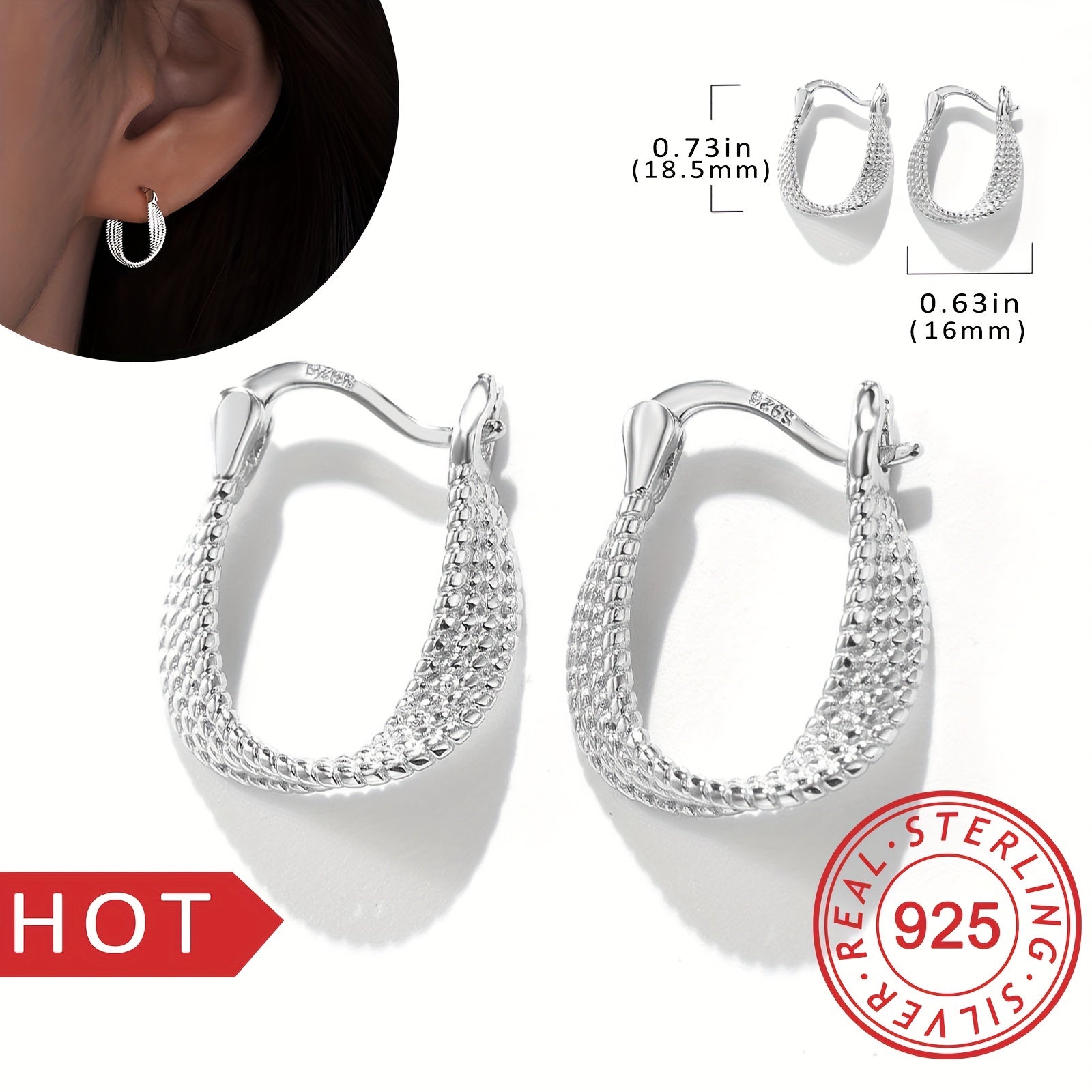Sterling Silver Hoop Earrings for Women Twisted Design Hypoallergenic Jewelry