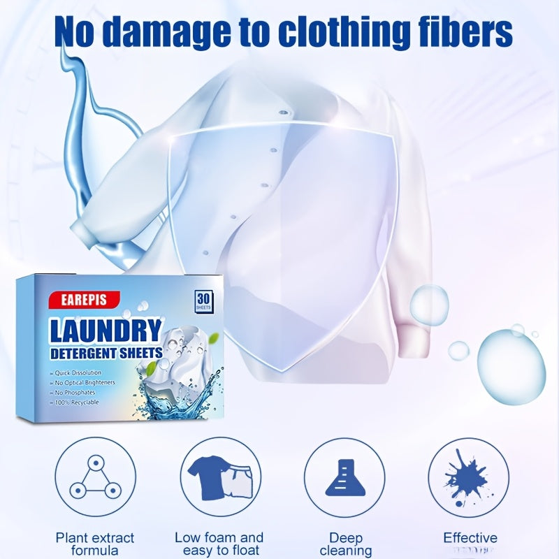 Hojas de detergente para ropa con eliminación de manchas y aroma fresco para hogar, viajes en RV, livianas y portátiles