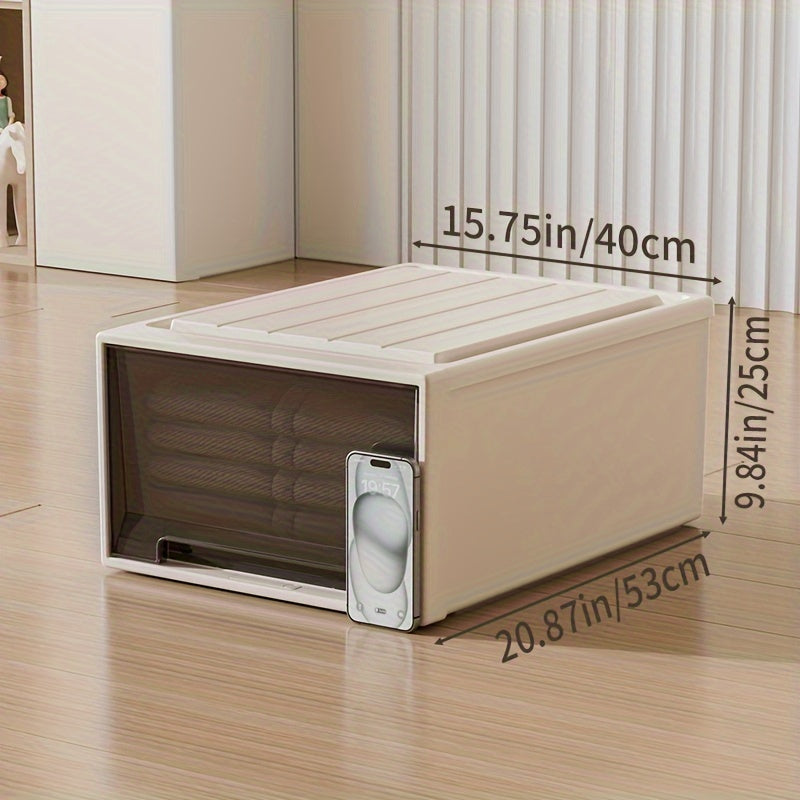 Transparent Stackable Plastic Storage Drawer with Wheels for Clothes Toys Snacks and Books