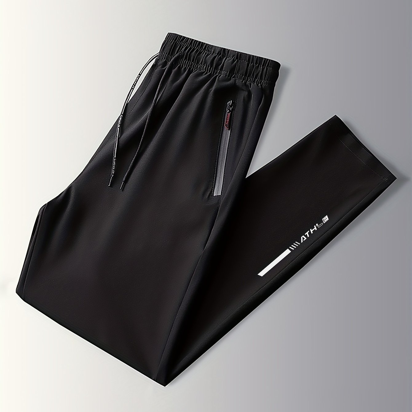 Pantalones deportivos casuales de verano para hombre, transpirables, de poliéster, corte regular, con cremallera y estampado