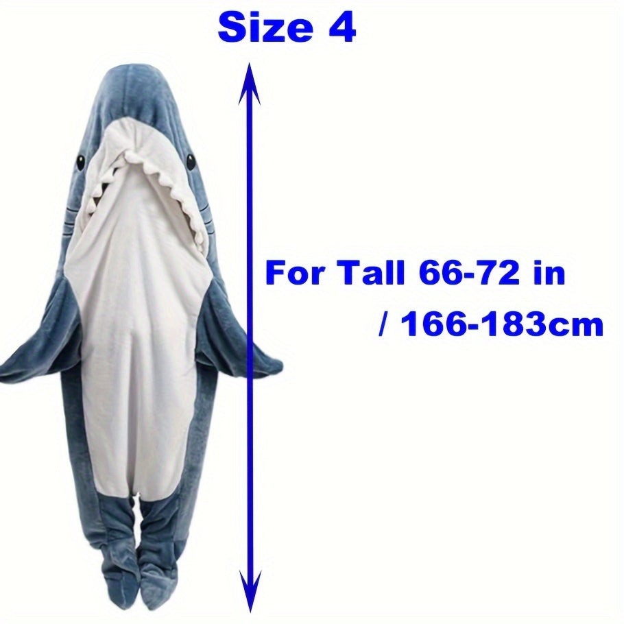 Kids Shark Hoodie Blanket Cozy Flannel Sleep Sack Blue