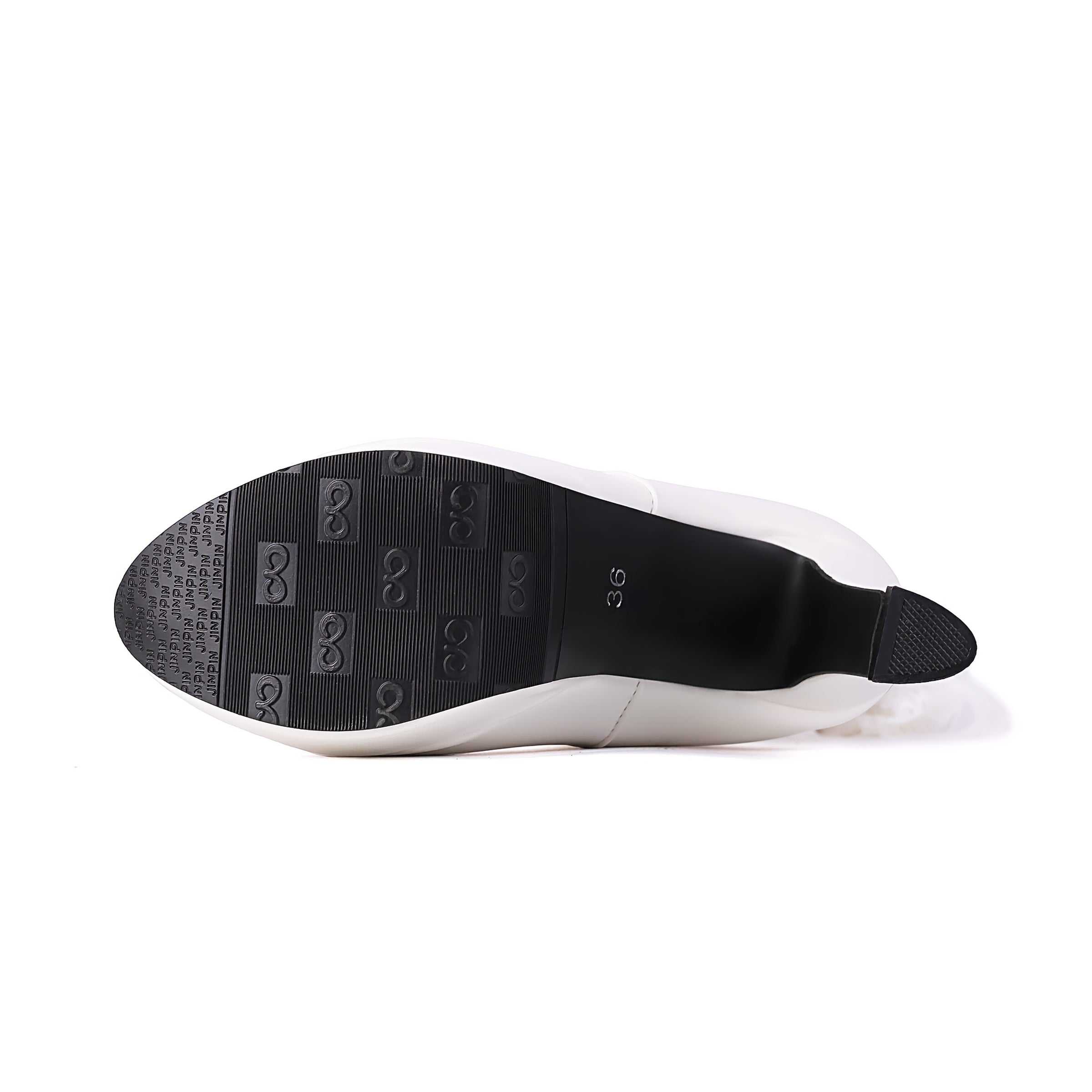 Женские белые ботинки-слипы на платформе с искусственным мехом и резиновой подошвой