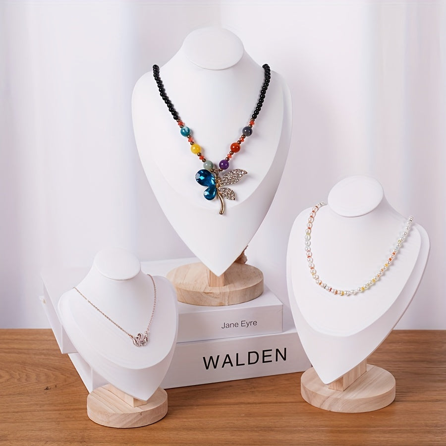 Wood Jewelry Stand for Necklaces with Portrait Neck Mold
