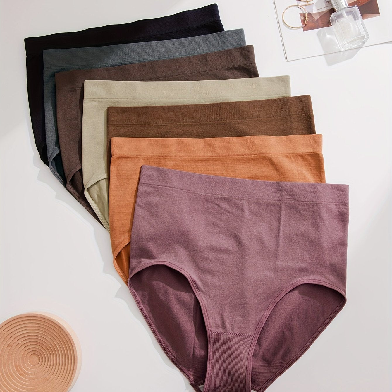 7-Pack Women's Seamless Plus Size Panties Soft Breathable Elastic Waistband