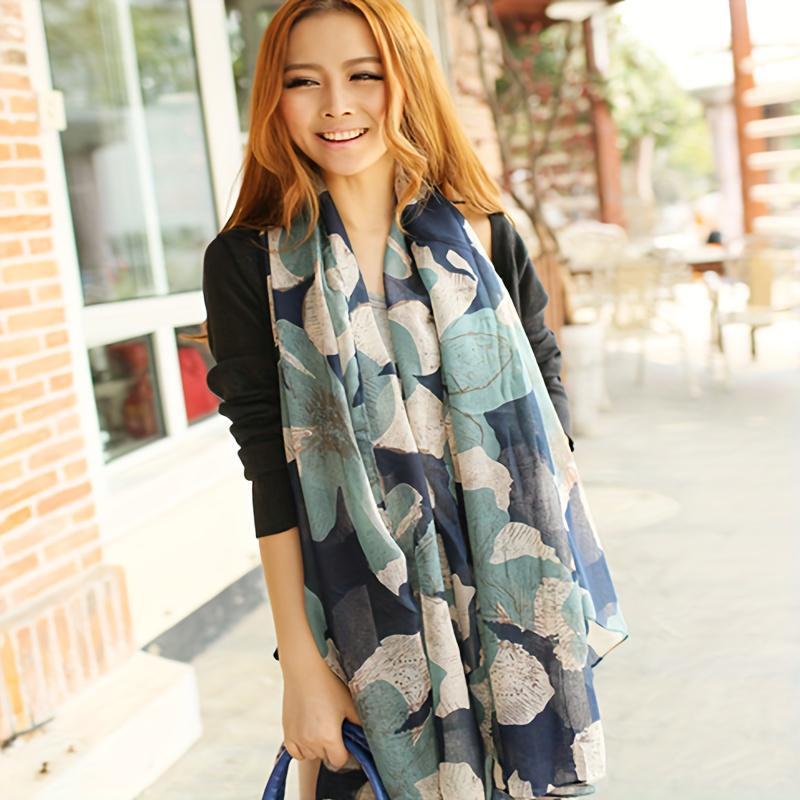 Vintage gul bosma sharf Polyester nafas oladigan qulay kundalik tashriflar uchun