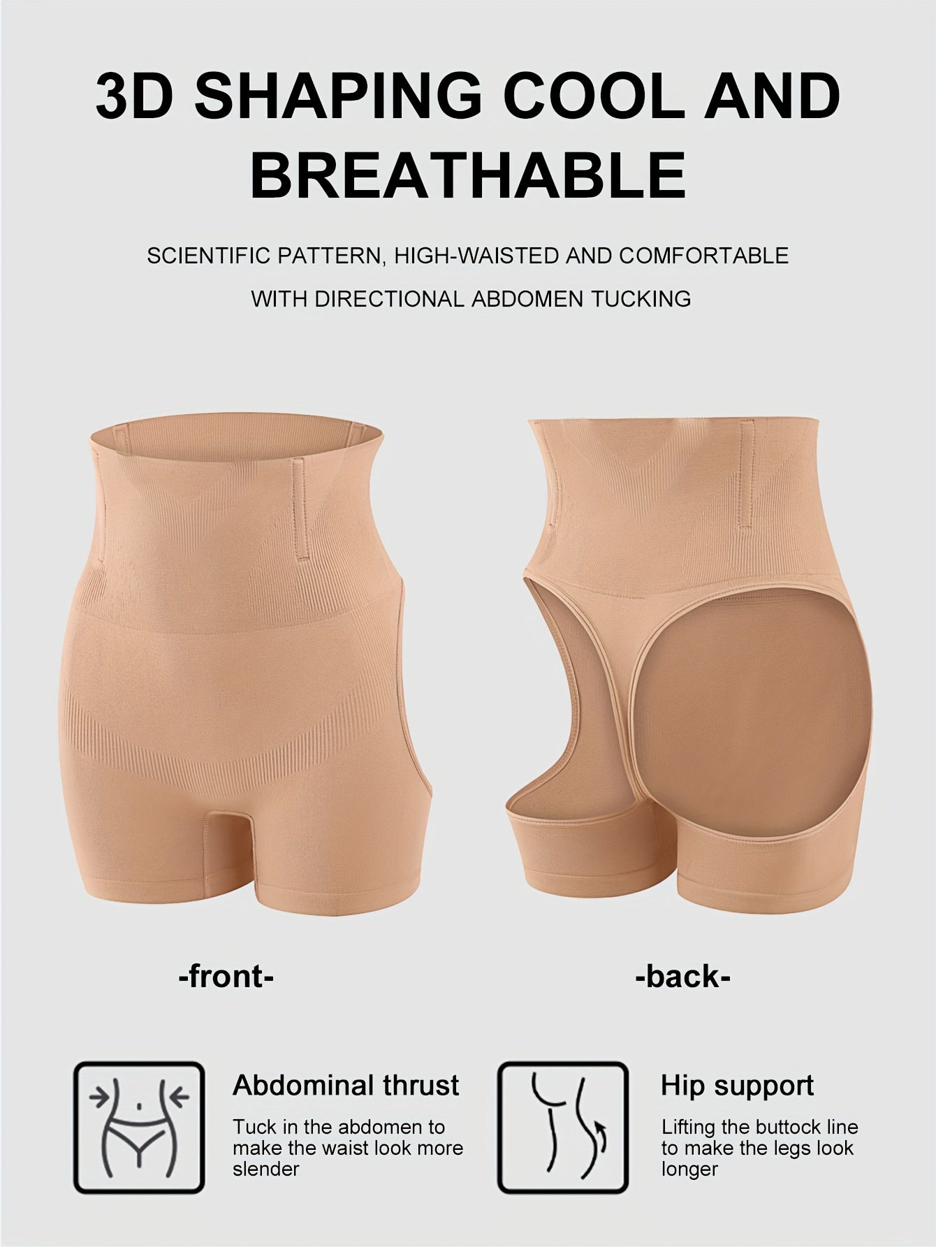 High-Waisted Tummy Control Shaper Shorts Solid Color Knit Fabric Elastane Polyamide