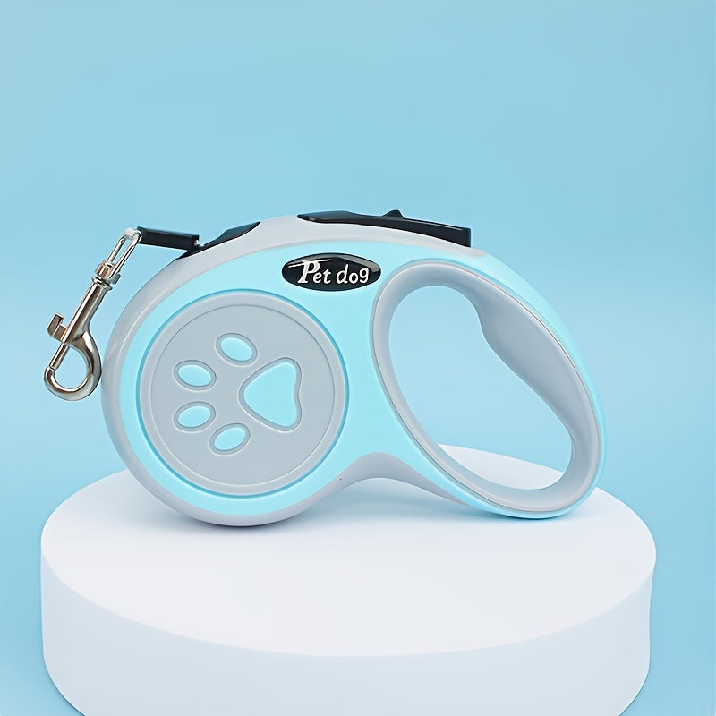 Прочный полиэстеровый выдвижной поводок для собак с дизайном в виде следов лап, идеален для собак. Легко использовать и хранить.