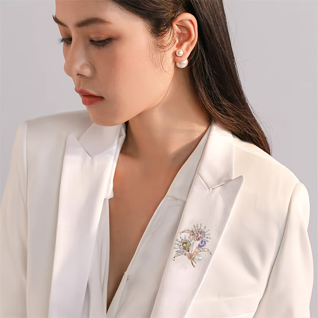 Elegant Pearl Carnation Brooch for Women Silver Flower Accessory Jewelry