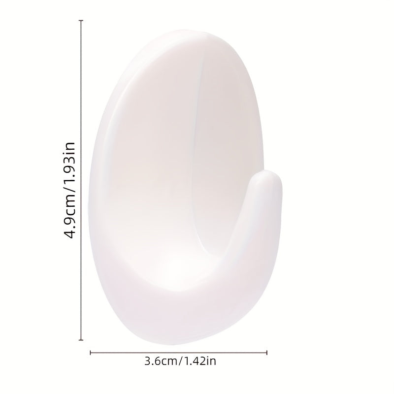 Gancho de pared ovalado de plástico blanco autoadhesivo y sin perforación para almacenamiento