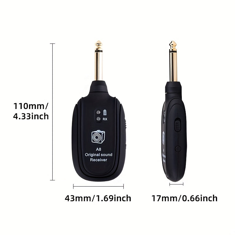 Wireless Electric Guitar Pickup Transmitter Receiver System Black for Stage Performance