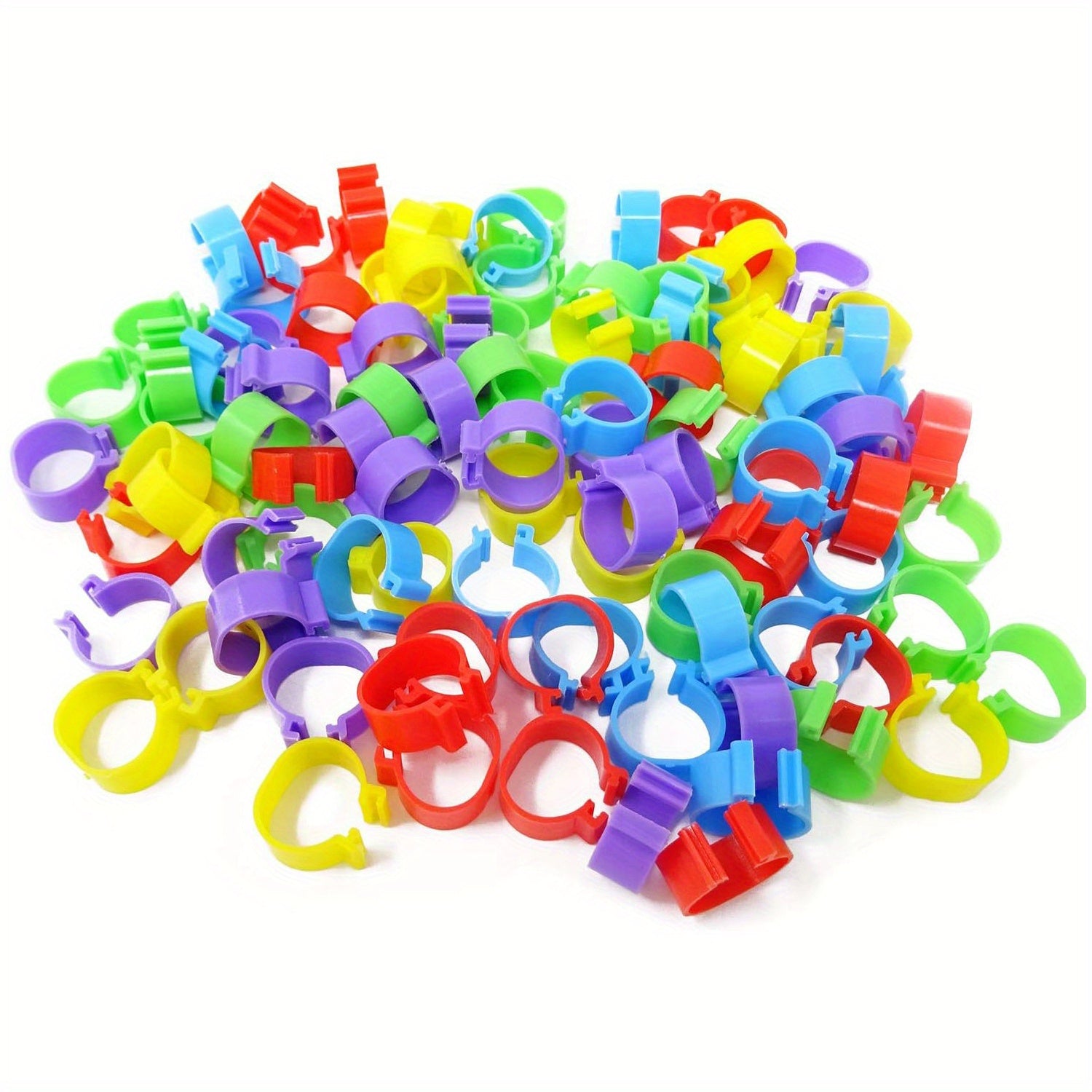 Pack of 100 Colorful Numbered Plastic Poultry Leg Bands for Identification 16mm