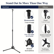 Adjustable Microphone Stand Floor Tripod Black Alloy for Live Performances