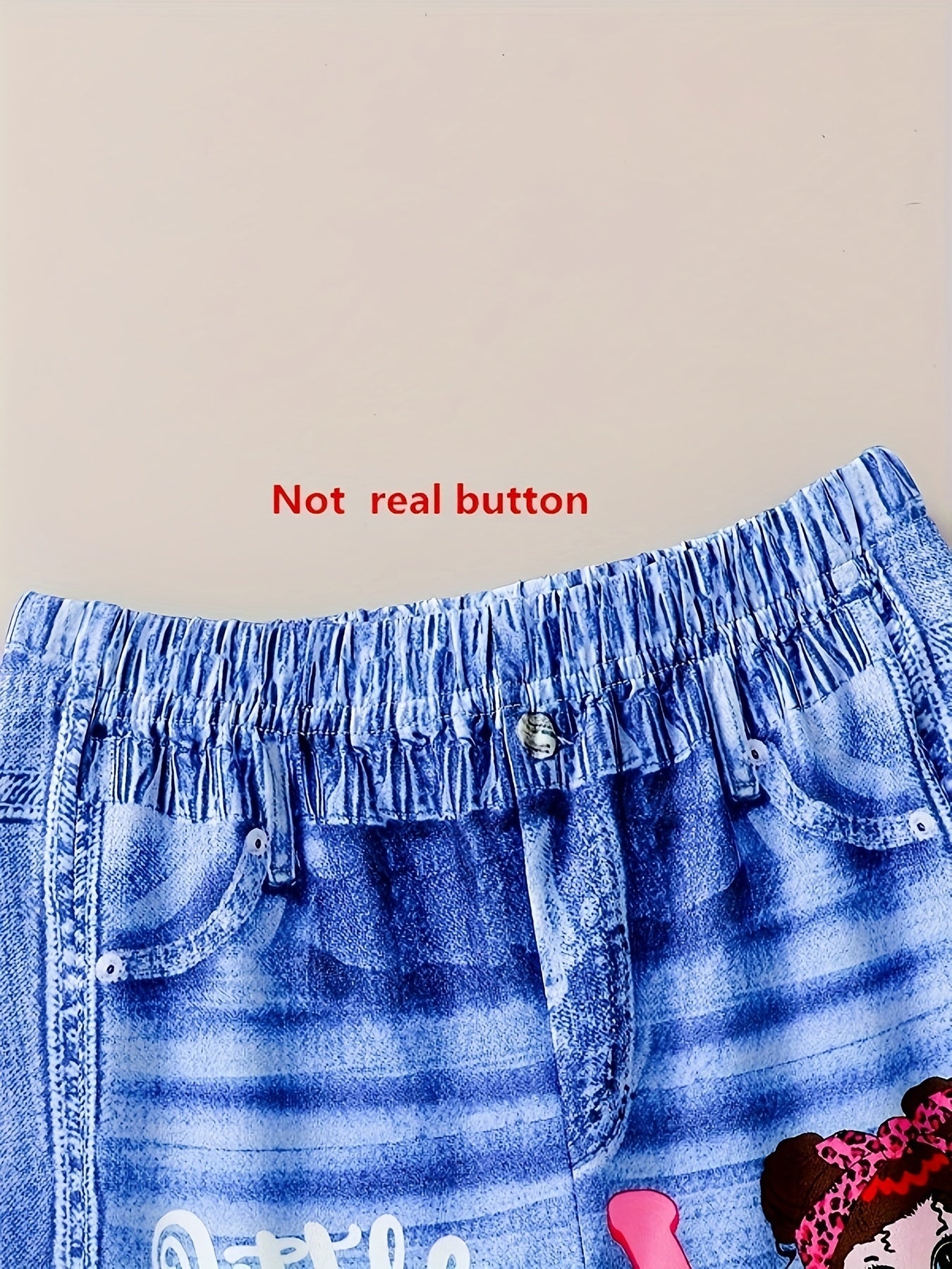 Девочки-капри с графикой мультяшной девочки, имитация джинсовой ткани, принт для вечеринки, подарок