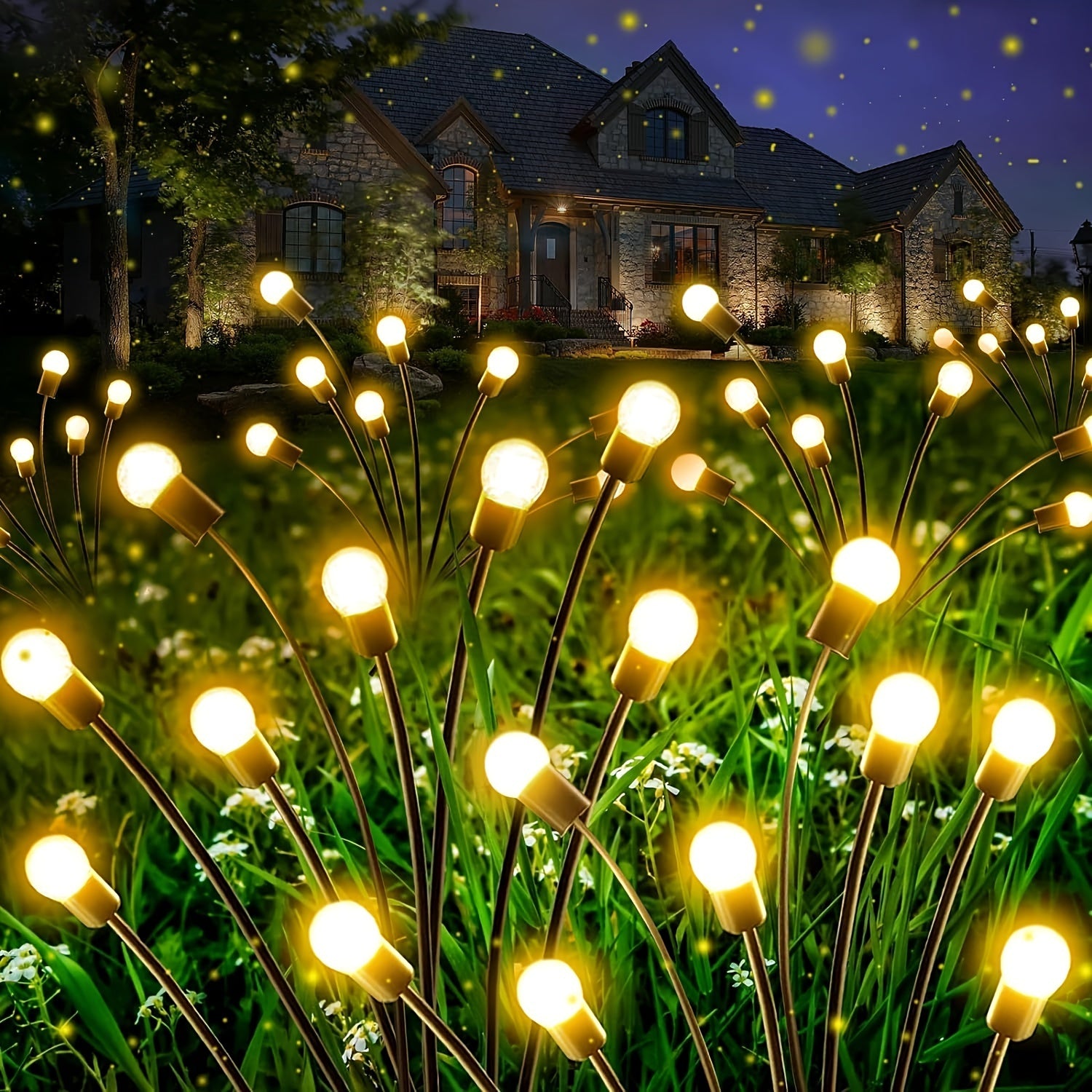 Solar Garden Lights 12 LED Solar Firefly Outdoor Decorative Waterproof Pathway Lawn Yard Patio Warm Multicolor