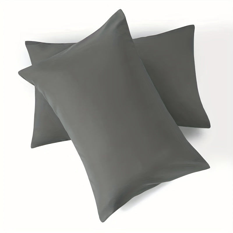 Soft Polyester Brushed Pillowcases Solid Color Envelope Closure for Bedroom Dorm Decor