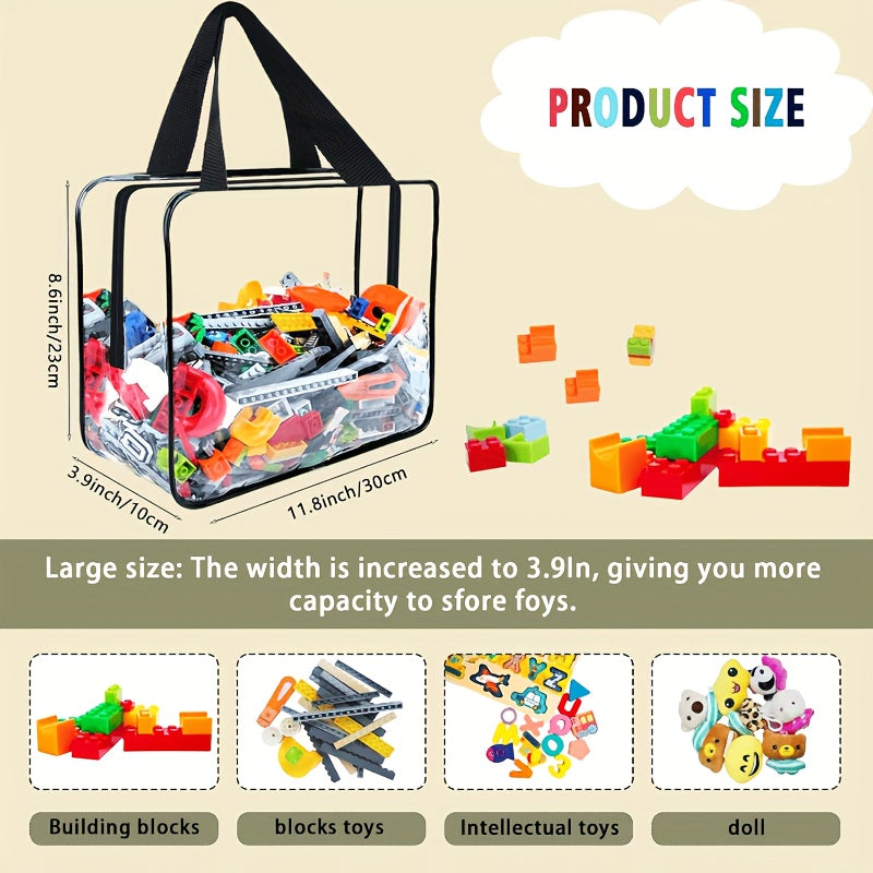 Clear PVC Storage Bags with Zipper 6 Pack Large Waterproof Reusable Organizer for Toys Crafts and Books