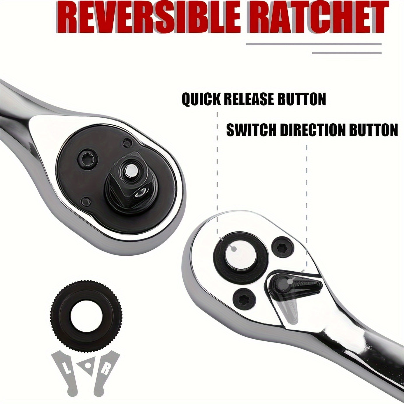 46-Piece Tool Kit 1/4 Inch Drive Ratchet Wrench Socket Set Car Repair