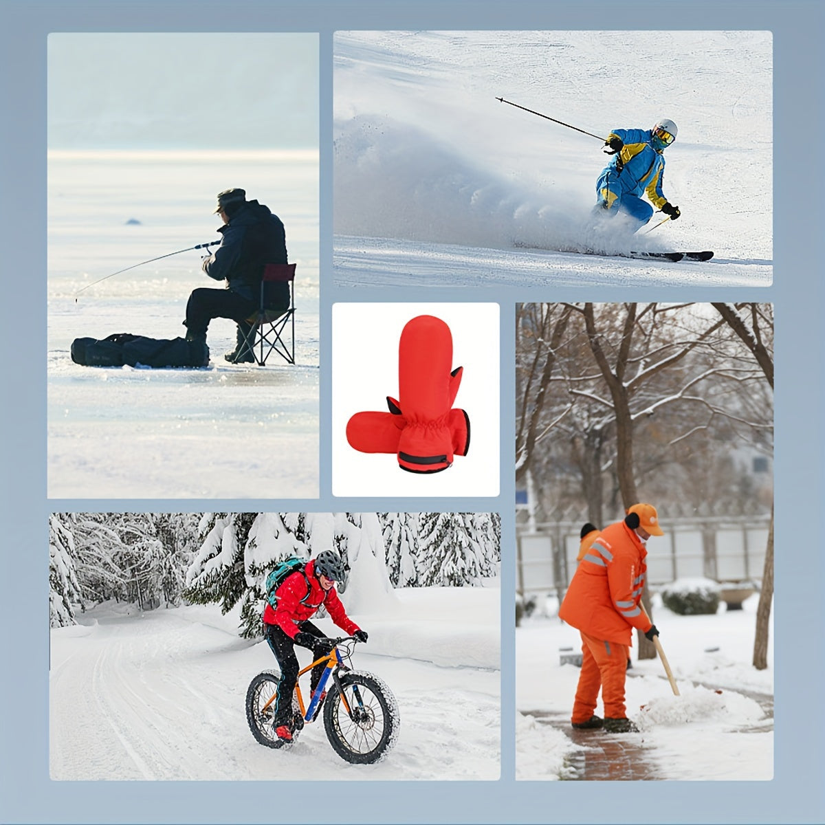 Uniseks isitiladigan shamol o'tkazmaydigan qo'lqoplar, suv o'tkazmaydigan, changyutgich, velosipedda, baliq ovlashda
