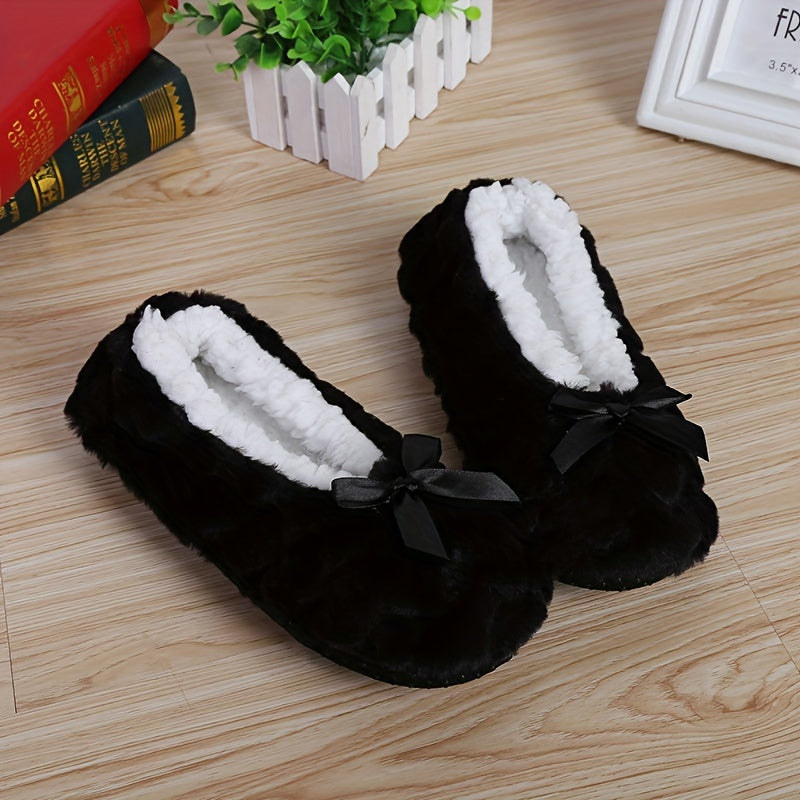 Women's Fleece-Lined Plush Slippers Non-Slip Home Shoes Multiple Colors