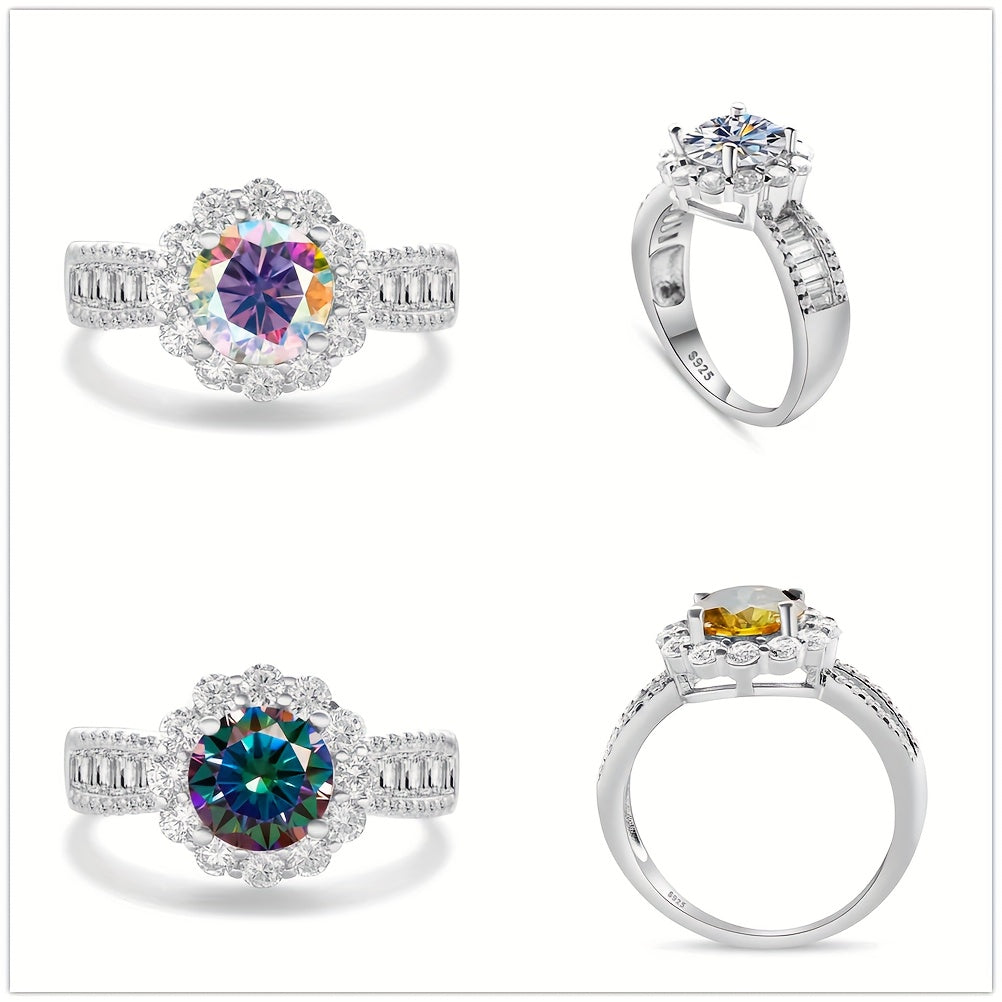 2 Carat Moissanite Engagement Ring 4-Prong Sterling Silver Wedding Anniversary