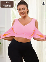 Plus o'lcham sozlanadigan, tikuvsiz, simsiz sport bra yugurish va mashq uchun