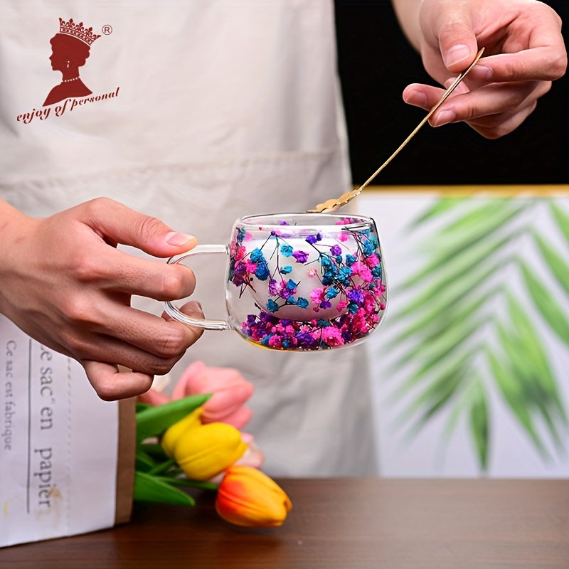 Double-Walled Glass Coffee Mug 5oz Insulated for Hot Cold Drinks Dishwasher Safe