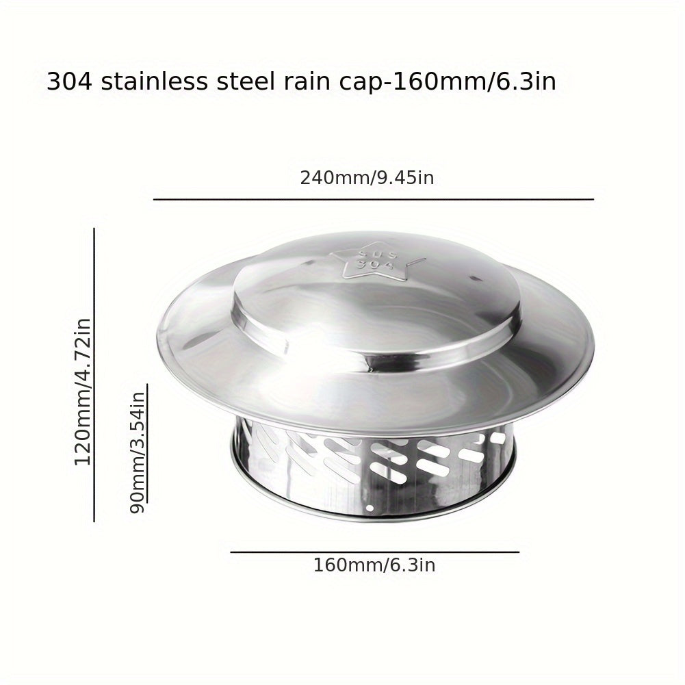 Naychali ventilyatsiya uchun zanglamaydigan po'latdan yasalgan qopqoq - Tarmoq panjarali devor chiqarish qopqog'i - Yangi havo chiqishi uchun mustahkam tom qopqog'i - Ulanish turi, 304 SS