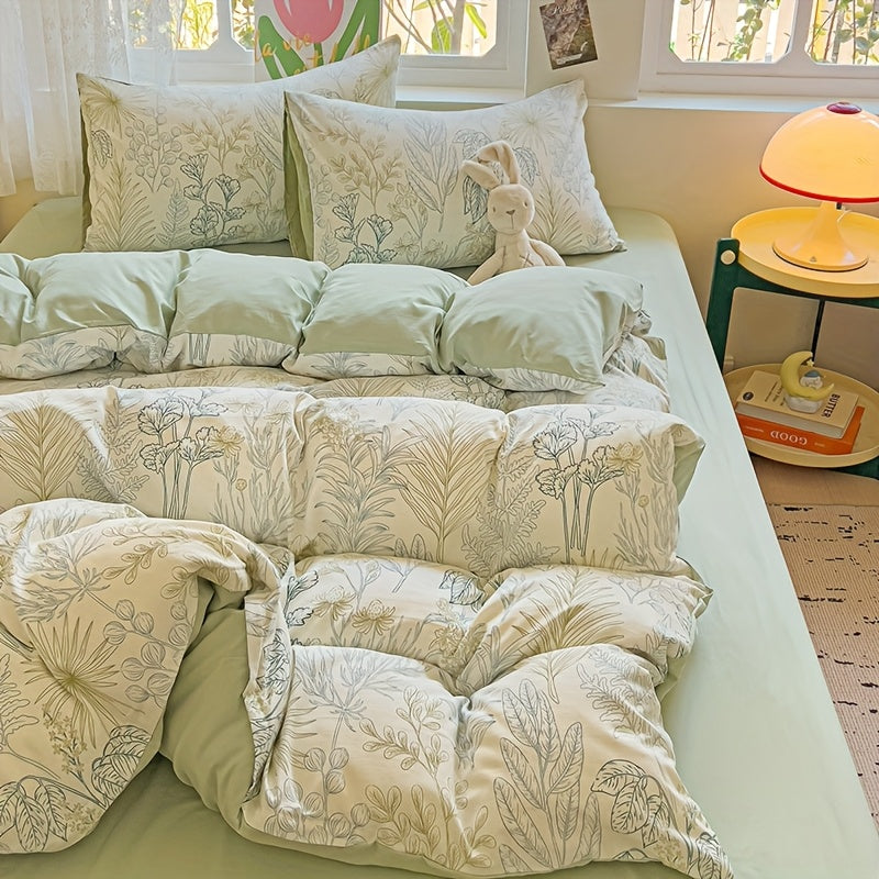 Yumshoq gullar naqshidagi yotoq to'plami, yostiq qoplari bilan birga, nafas oladigan polyesterdan tayyorlangan va zip yopilishi mavjud. Har mavsum uchun mos, yotoqxona va mehmonxonalar uchun mukammal.