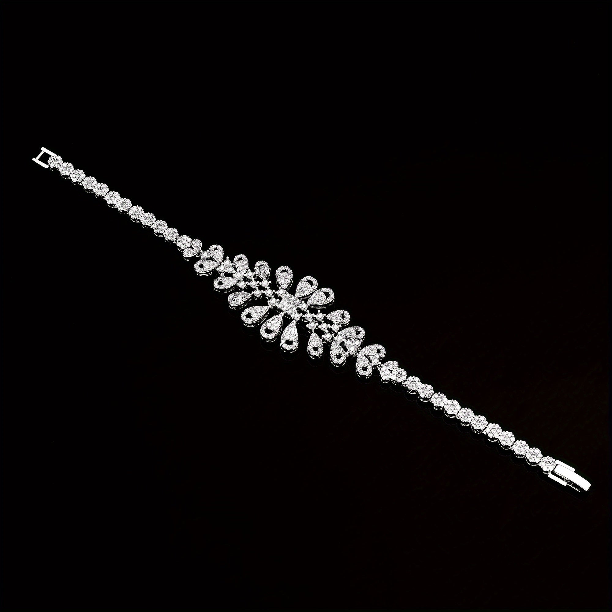 4-Piece Jewelry Set with Cubic Zirconia White Gold Plated for Weddings and Special Occasions