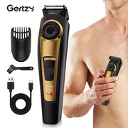 Afeitadora eléctrica para recorte de cabello y barba con peine limitador, pantalla digital de 10 velocidades, recargable por USB, regalo para el Día del Padre