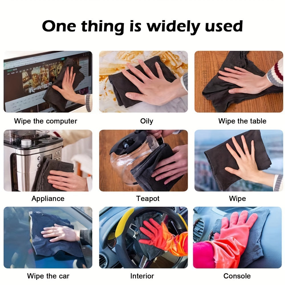 Set of 5 Thick Microfiber Glass Cleaning Cloths for Windows Mirrors Cars Kitchens Bathrooms