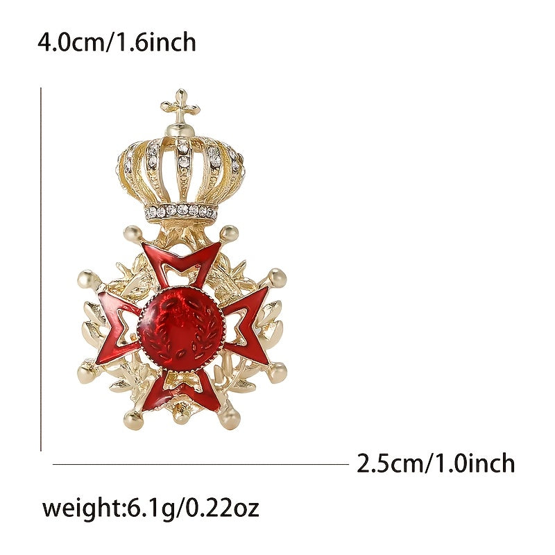 Rhinestone Crown Brooch Pin for Women Elegant Alloy Jewelry for Suits and Cardigans