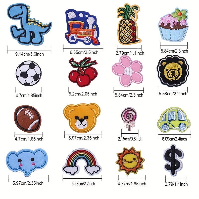 Set of 70 Cartoon Embroidered Iron-On Patches for Clothing Denim Bags Hats Assorted Designs