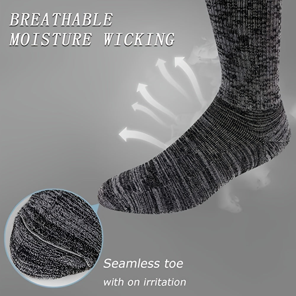 Men's Bamboo Full Cushion Socks for Running Hiking Moisture-Wicking Athletic Crew 4 Pairs