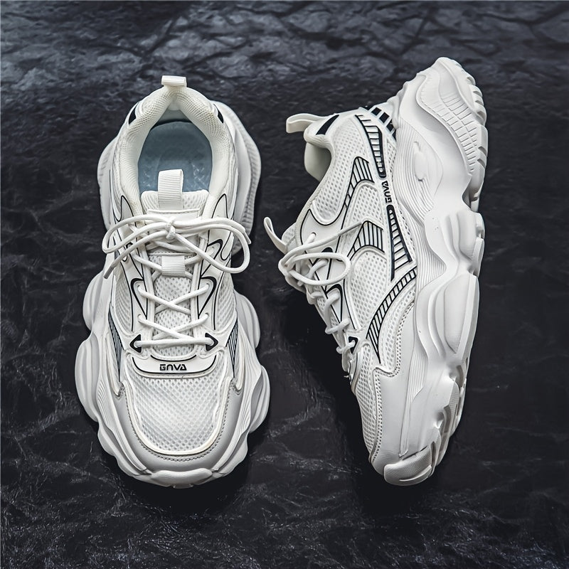 Men's Mesh Casual Sneakers Low Top Lace-Up All-Season Vintage Chunky Shoes