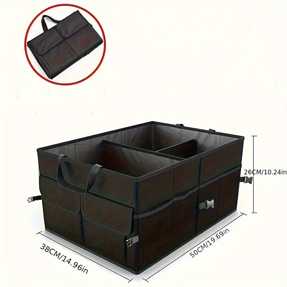 Car Trunk Storage Box Foldable Polyester Fiber Rear Cargo Organizer