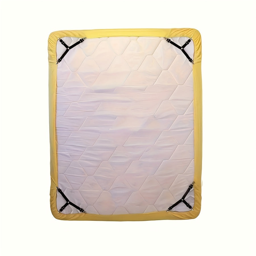 Set of 4 Adjustable Elastic Bed Sheet Straps Black and White for Secure Fit