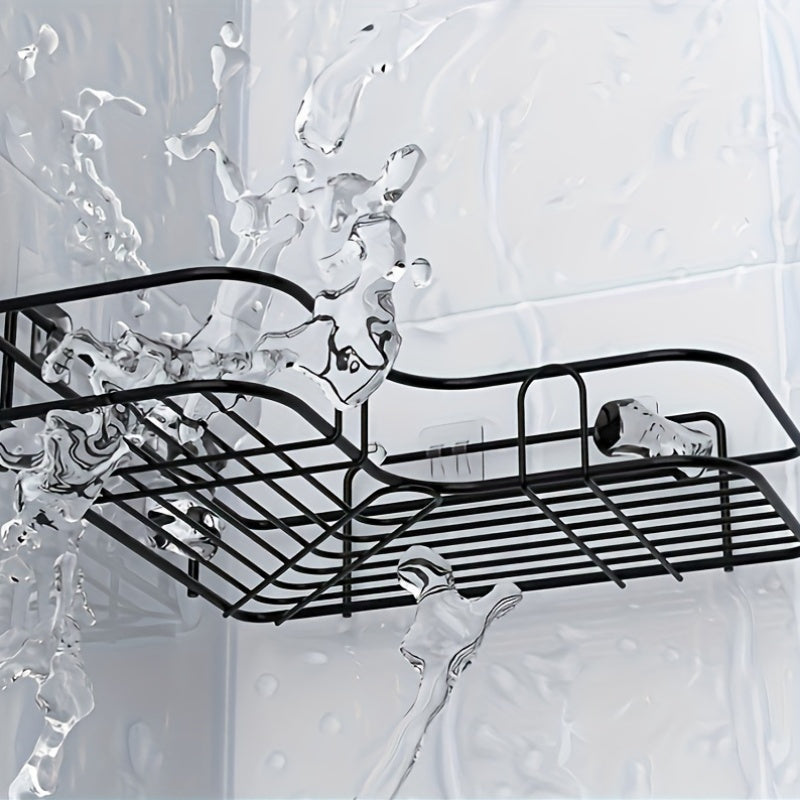 Wall-Mounted Metal Shower Caddy No-Drill Bathroom Kitchen Storage